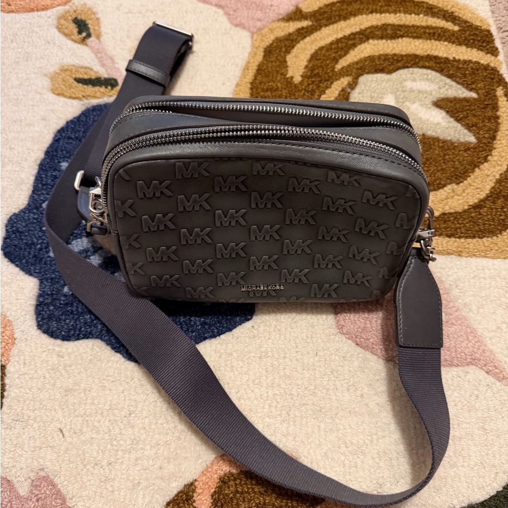 Michael Kors Bryant Medium Burnished Leather Camera Crossbody Bag